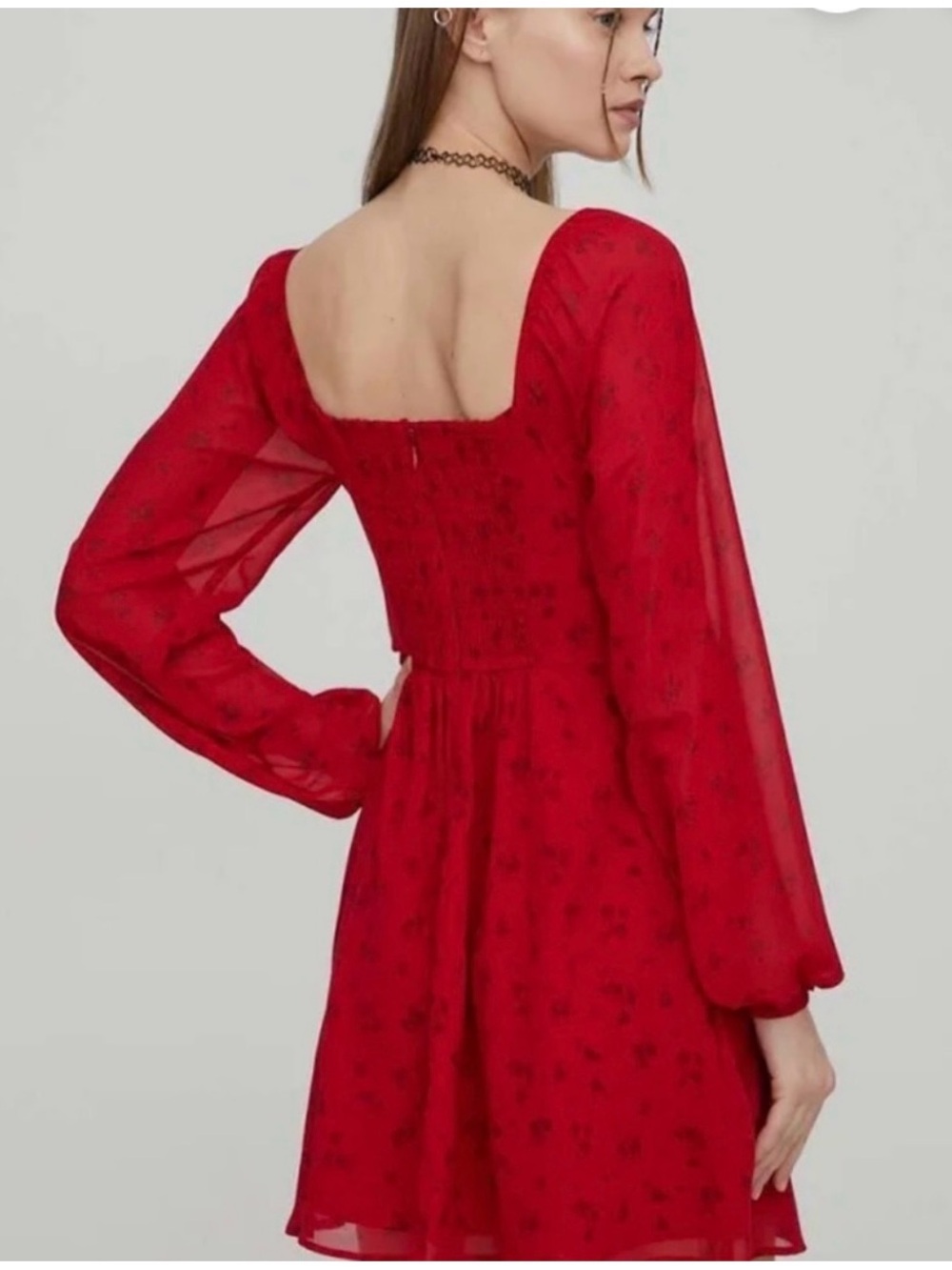Hollister Red Floral Ruched Dress XXS - Picture 5 of 7